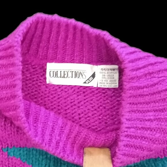 Womens Fushia Pink Geometric Shapes Sweater Collections Plus Size 44 24W Pullove - Picture 4 of 6